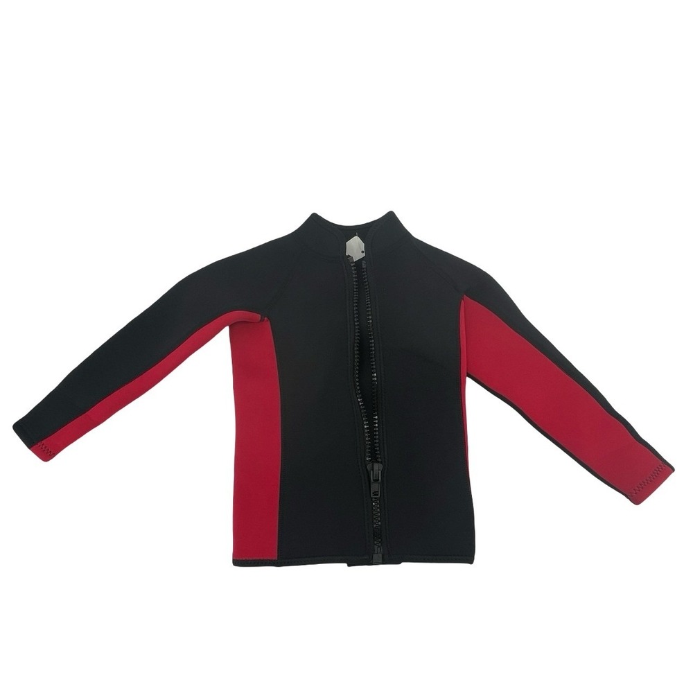 Unbranded Kids Wetsuit Top Long Sleeve Black Red Neoprene Size 6